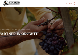 Screenshot of website design for black bird vineyard services