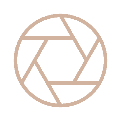 Animated icon of a camera shutter opening and closing.